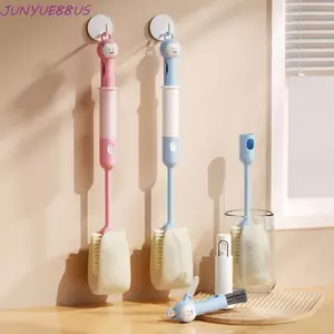 Bàn chải cốc dài tay JUNYUE88US, Bàn chải làm sạch chai 6 trong 1 hoạt hình, Dễ dàng làm sạch Bàn chải giữ nhiệt treo mềm có thể tháo rời Bàn chải cốc cắm trại