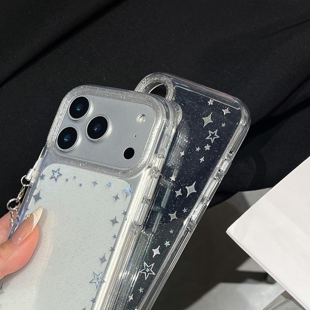 Ốp Lưng Cứng Trong Suốt Tương Thích Với iPhone 13 14 14Pro 14ProMax 15 15Pro 15ProMax 16 16Pro 16ProMax 17 17Pro 17ProMax Ốp Họa Tiết Ngôi Sao Laser