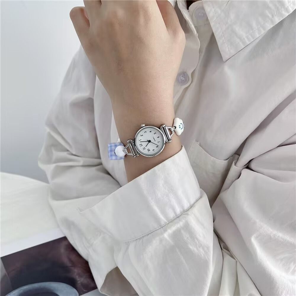 Đồng hồ đeo tay HOBBYIN, Đồng hồ đeo tay hoạt hình dòng màu xanh, Phụ kiện đồng hồ đeo tay có thể điều chỉnh dễ thương Đồng hồ thạch anh sao cho bé gái