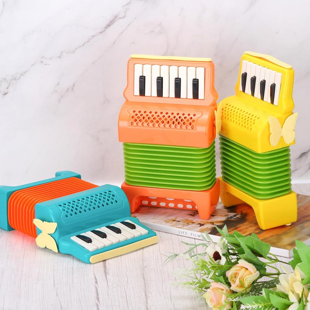 Accordion 10 Phím Piano Accordion Nhạc Cụ Mini Quà Tặng Cho Người Lớn Người Mới Bắt Đầu Giáo Dục, Cam