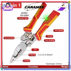 Kìm thợ điện CANAMEK Kìm tuốt dây đa năng 8 trong 1 Kìm đo điện Kìm tuốt dây chống trượt CSF
