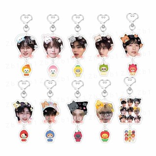 Kpop ZB1 Đầu Lớn Hoạt Hình Acrylic Móc Khóa Túi Mặt Dây Chuyền Phụ Kiện Trang Sức