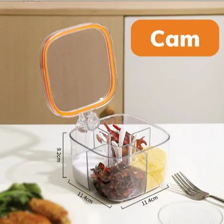 Hũ gia vị 4 ngăn nhà bếp - Giữ tươi, dễ cất, Hũ, Hộp Đựng Gia Vị, Đa Năng, 4 Ngăn, Kèm Muỗng, Có Nắp Đậy