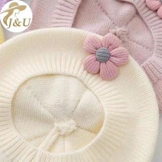 JU Hoa Mũ Nồi Cho Bé Mùa Đông Ấm Áp Dệt Kim Bò Cho Trẻ Sơ Sinh Bé Gái Hàn Quốc Tập Đi Công Chúa Nghệ Sĩ Màu Trơn Mũ Họa Sĩ VN