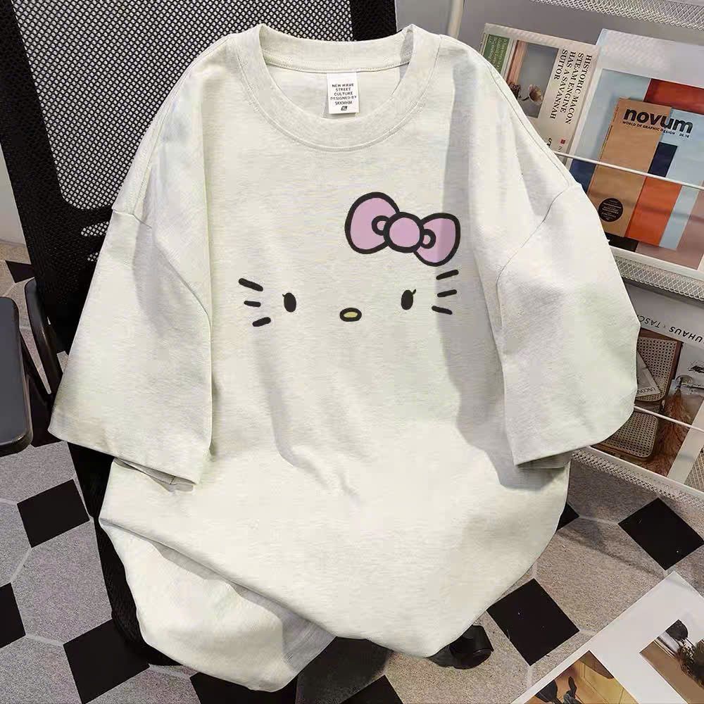Áo thun phông form rộng 100% cotton BIG SIZE nữ hè - mèo đơn giản -thoitrangthubio