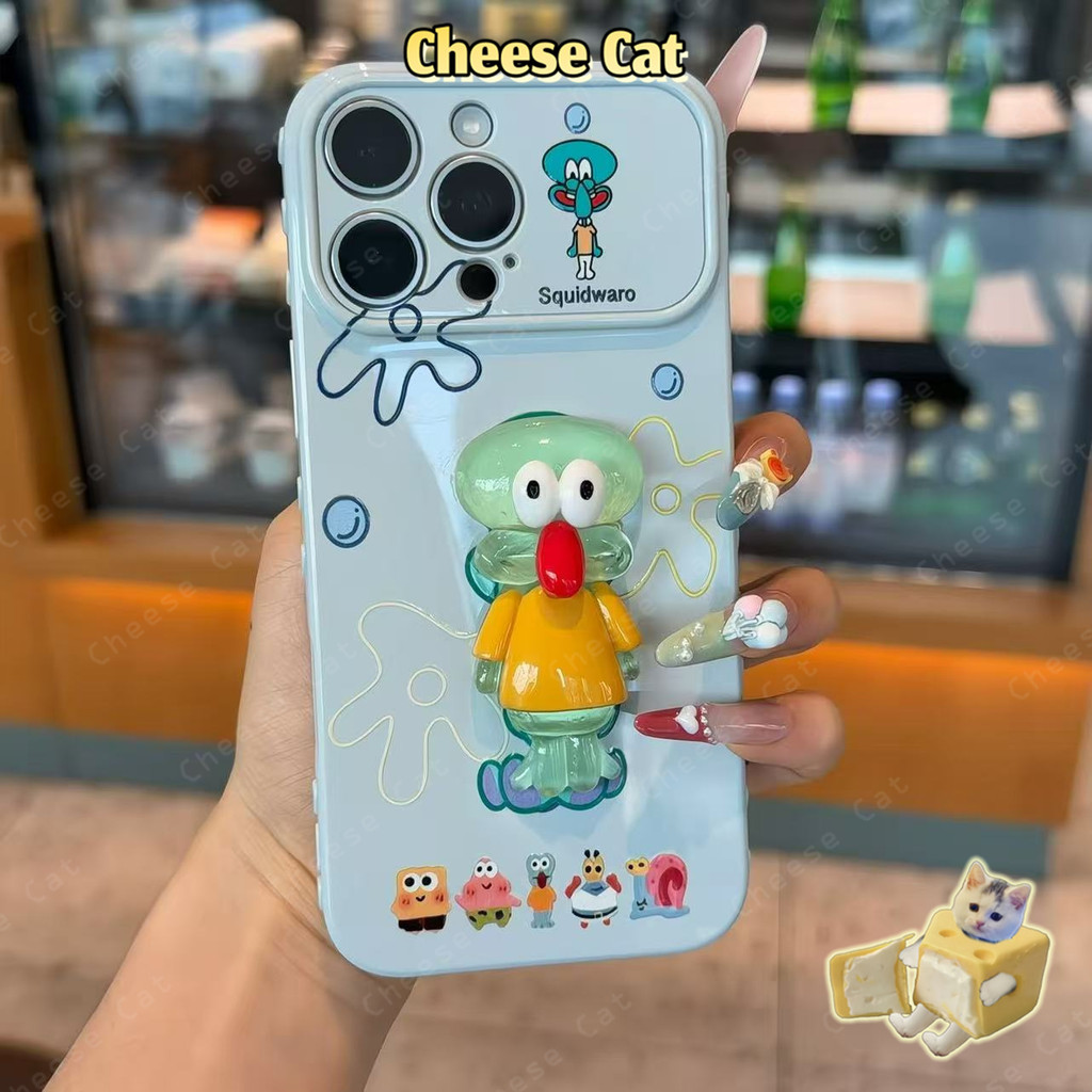 dễ thương Pha lê dễ thương Sponge cho iPhone 17 Pro Max 11 12 13 14 15 16 Plus Hình trái tim ở cạnh bên của ốp điện