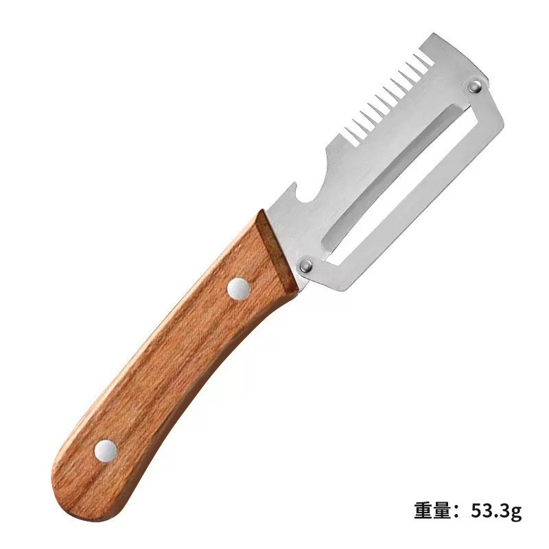 Tay Cầm Bằng Gỗ Đa Năng Lột Nhà Bếp Khoai Tây Lột Sugarcane Peeler Hành Xẻng Ba Trong Một 92JF