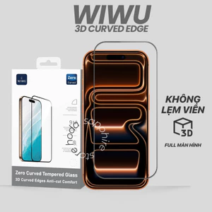 Kính Cường Lực WIWU 3D Curved Crystal - Không Lẹm, Bảo Vệ Full Màn Hình iPhone 17/16/15/14/13 Series