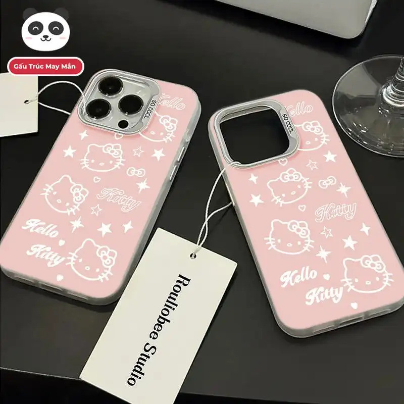 Ốp lưng phong cách dễ thương Kitty hồng, cho giới trẻ yêu thích Bảo Vệ Camera Cấp iPhone 17/16/15/14/13/12/11/X/XS Max