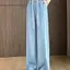 Tencel Jeans Nữ Mùa hè 2026 Phong cách mỏng eo cao Drap dáng rộng Lười Cảm giác dáng rộng Quần ống rộng nhỏ