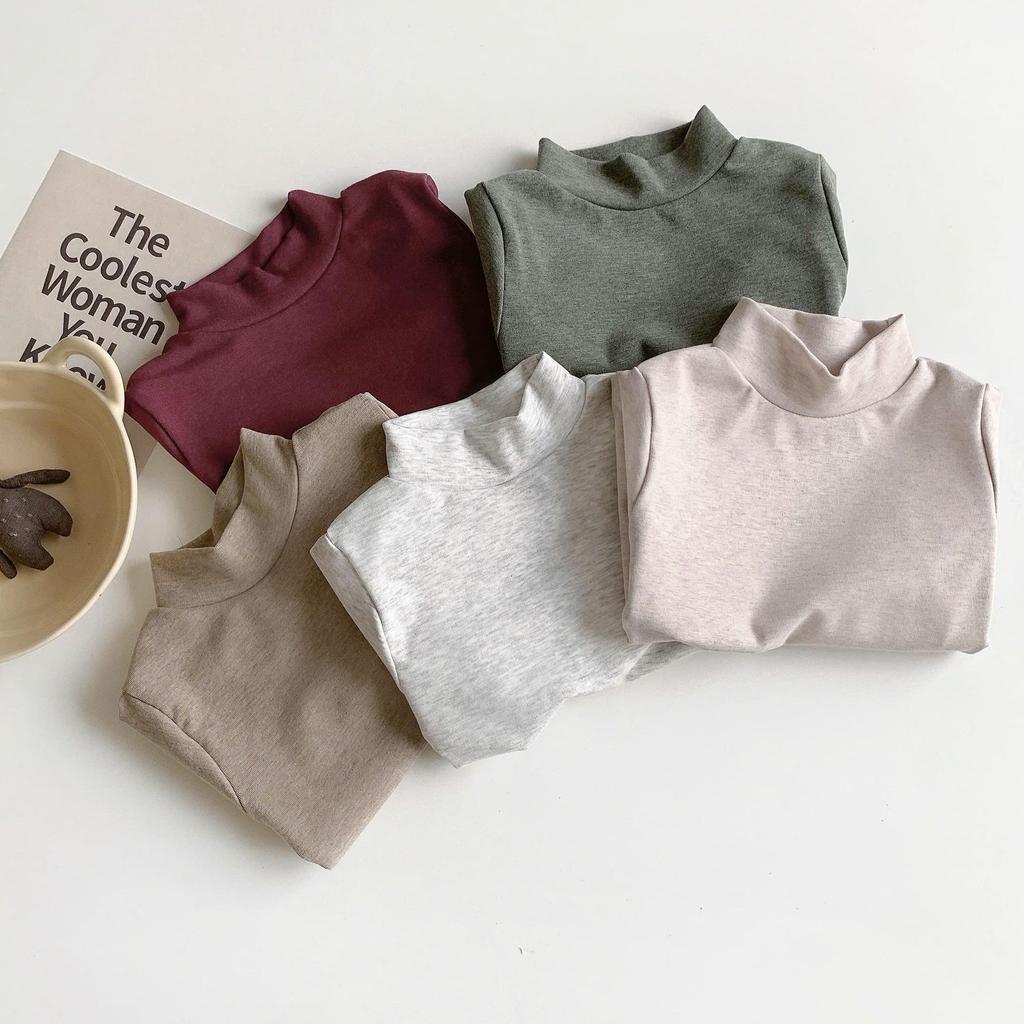 [BiBeo Kids] Áo Giữ Nhiệt Cổ 3 Phân Bé Trai Bé Gái – Cotton Co Giãn 4 Chiều, Mềm Mại, Giữ Ấm Tốt