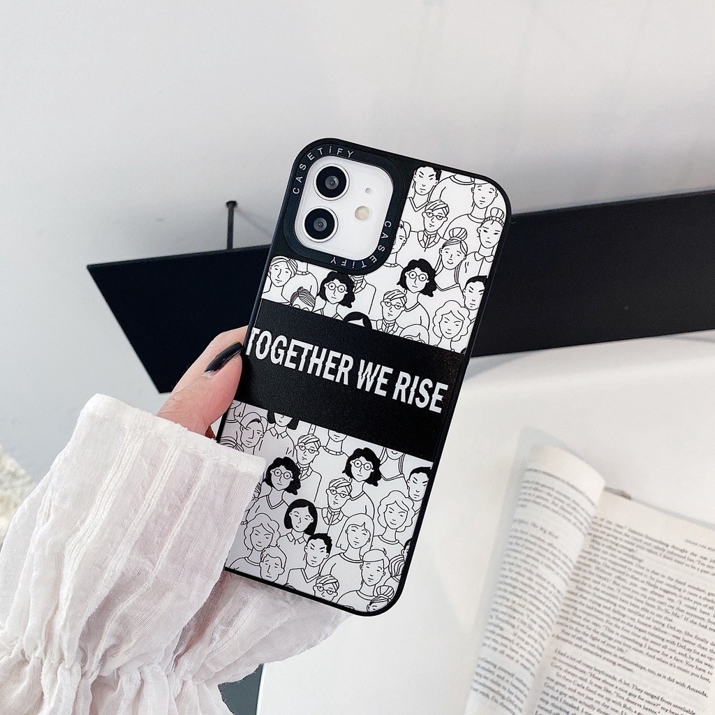 CASET Gương Từ Tính Màu Đen Thoáng Mát Trừu Tượng Mặt nạ Ma Phác Thảo Vỏ Cứng Vỏ Tương Thích Cho iPhone 17 Pro Max Air Plus 16 / 15 / 14 / 13 / 12 / 11