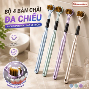 Bộ 4 Bàn Chải Đánh Răng Đa Chiều HomeMate, Đầu Chữ U 3 Mặt Lông Mềm Làm Sạch Khoang Miệng