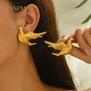 PNPIA- Bông tai hình bồ câu hòa bình thời trang dành cho nữ có kim loại đính đá để sử dụng hàng ngày Váy dự tiệc hoặc phụ kiện đám cưới