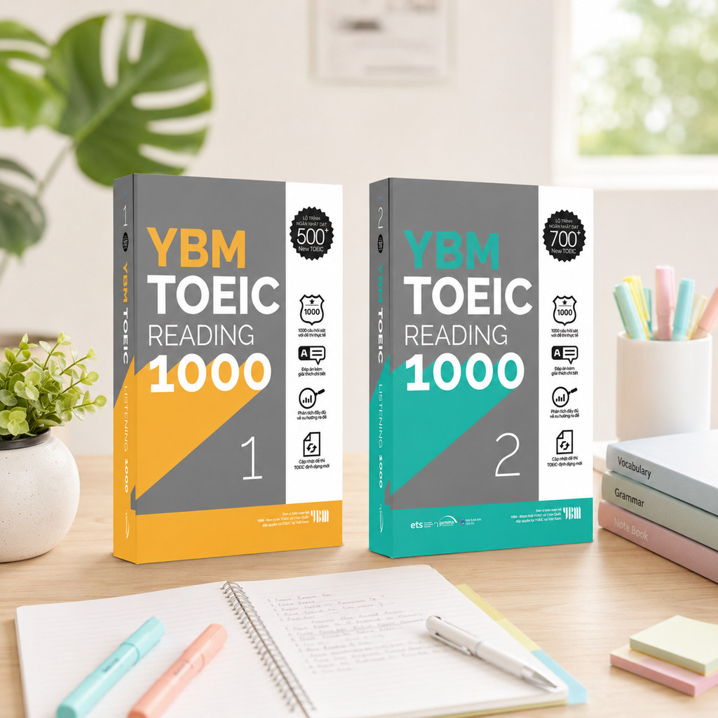 Sách – Lẻ/Combo: YBM TOEIC Reading 1000 Vol 1 + Vol 2 – Kèm lời giải chi tiết (Gamma Books)