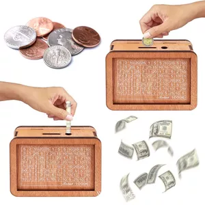 Hộp tiết kiệm theo ngày mini đựng tiền xu và tiền giấy decor phòng học bàn làm việc K238