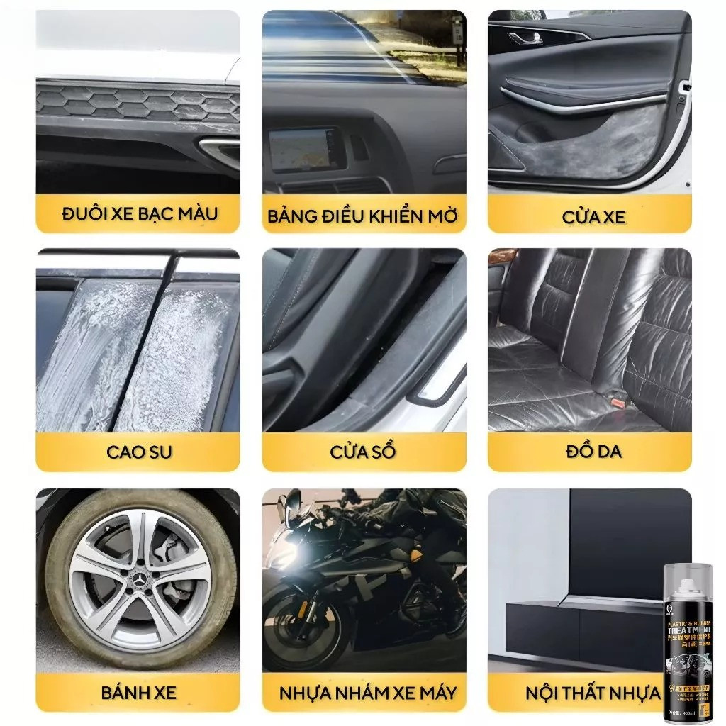 Chất phục hồi nhựa ô tô nguyên bản, chất bảo vệ cao su, xi taplo Dung dịch gốc nước, Chống bám bụi, Độ bền cao