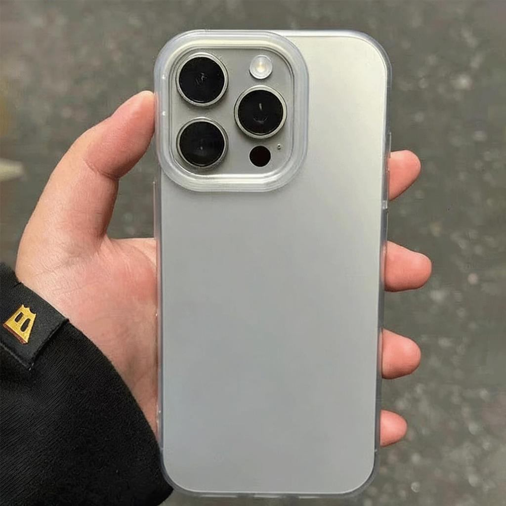 Ốp lưng trắng nhám cảm ứng da cho iPhone 17 Pro Max/16/15/14 - Không bám vân tay, dễ