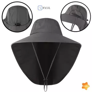 Mũ chống nắng vành rộng dành cho nam có thể tái sử dụng, có thể điều chỉnh và chống thấm nước có lưới dệt, thích hợp để đi bộ đường dài và cắm trại mới