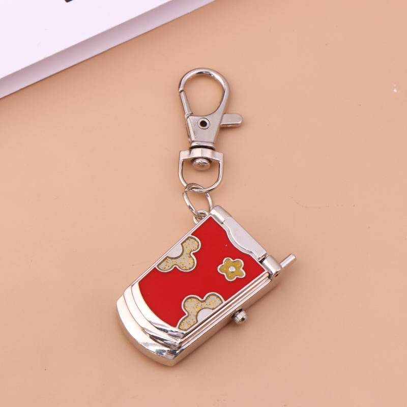 JCSYFAC 1 Thời Trang Retro Dễ Thương Bapa Mặt Dây Chuyền Lật Điện Thoại Móc Khóa Đồng Hồ Treo Sáng Tạo Quà Tặng Mới