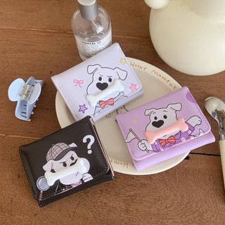 Ví in xương chó con dễ thương Da PU bền bỉ Dung tích lớn Hộp đựng thẻ nhiều tiền mặt Ví đựng tiền xu