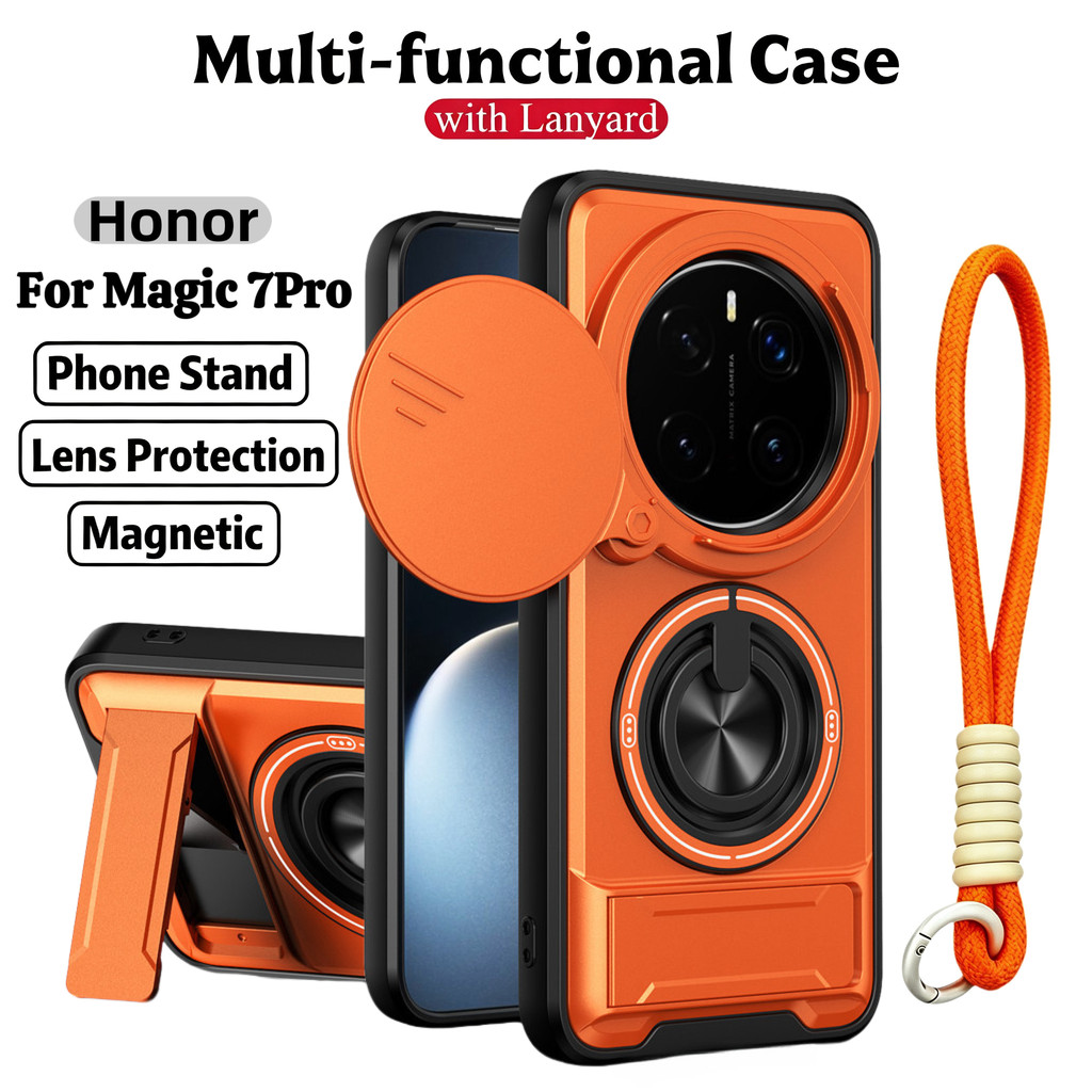 Ốp Điện Thoại Đa Năng Sang Trọng Thích Hợp Cho Honor Magic7 Magic6 Magic8 Pro 5G Dây 360°Giá đỡ vòng có vỏ máy ảnh Vỏ bảo vệ toàn diện chống sốc