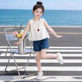 10-28kg Set áo thô thêu mix quần bò đùi Xkids