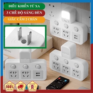 Ổ chia điện có cổng USB kiêm Đèn ngủ điều chỉnh 3 mức sáng Ổ cắm điện không dây đặc biệt 2 chấu-TOOLIX
