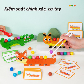 【BabyJoy】Đồ chơi gỗ kẹp hạt màu sắc,Phát triển khả năng phối hợp tay mắt,Đồ chơi Montessori phù hợp cho trẻ em
