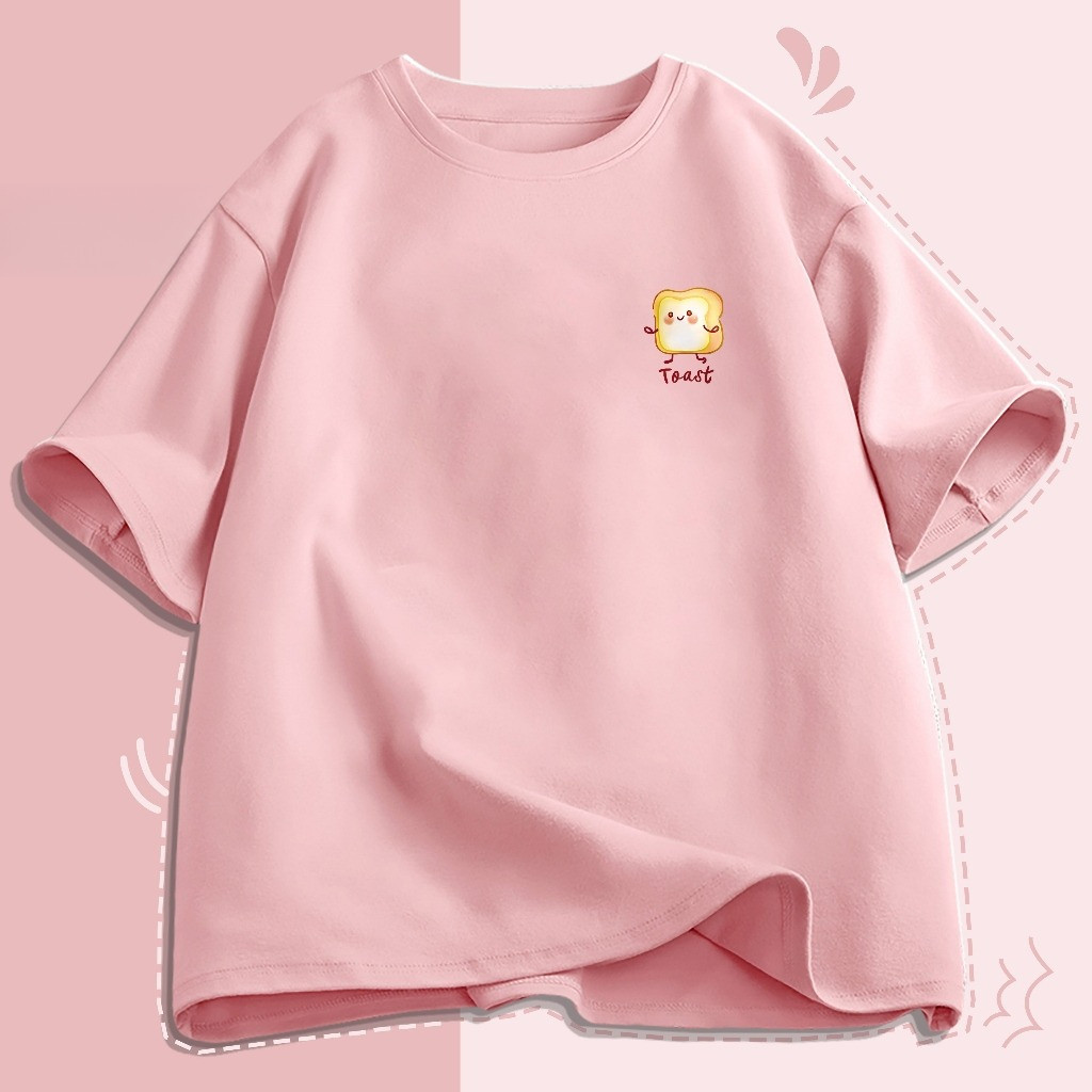 （Giao hàng 24h）Angela áo thun nữ form rộng Những bản in nhỏ dễ thương local brand Bông chất lượng cao 220gsm