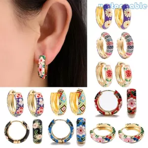 Unstop * Boho Circle Huggie Hoop Bông tai Chunky Tối giản Bông tai Trang sức nhẹ