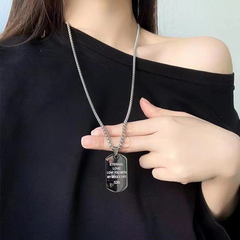 Vòng cổ mặt dây chuyền thép titan thương hiệu Vuông, phù hợp cho nam nữ với phong cách Hip Hop và thời trang - Japan