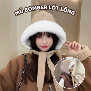 Mũ Bomber Lông Cừu Cao Cấp, Mũ Giữ Ấm Mùa Đông Cho Nữ DINO, Chống Gió Chống Nước, Siêu Xinh Phong Cách Ulzzang