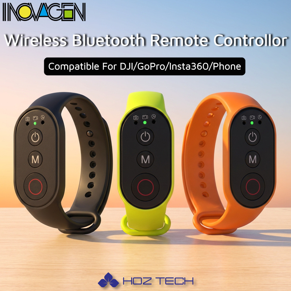 Điều khiển từ xa Bluetooth đa năng INOVAGEN có dây đeo cổ tay cho máy ảnh hành động DJI / Insta360 / GoPro / Điện thoại thông minh, khoảng cách 50m, Vòng đeo tay từ xa máy ảnh có thể sạc lại