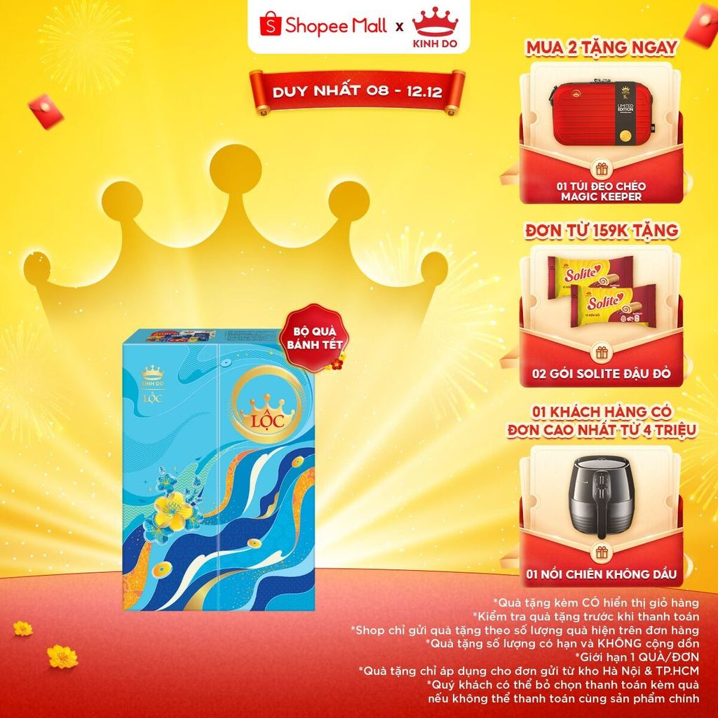 [CÓ TÚI GIẤY] Hộp Bánh Cao Cấp Kinh Đô Tết 2026 Lộc Cát Tường 1,057g