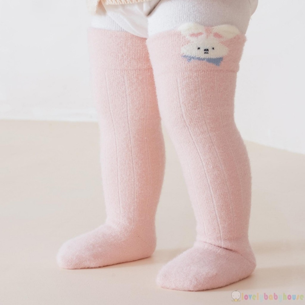 LBH-Toddler Bé Gái Họa Tiết Động Vật Dễ Thương Ấm Áp Mềm Mại Mùa Đông Đầu Gối Cao Tất