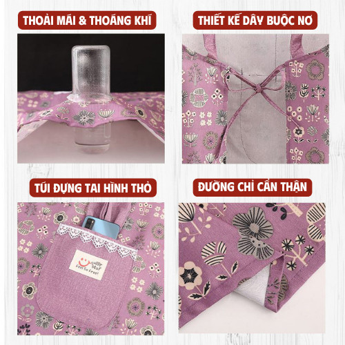 Tạp Dề Hình Thỏ Dễ Thương Chống Thấm Nước - Tạp Dề Nấu Ăn Chống Bám Bẩn Có Túi Lớn, Điều Chỉnh Dây Đeo Cho Gia Đình