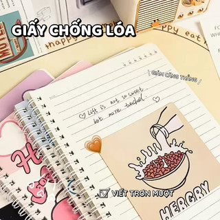 Sổ Tay Lò Xo 60 Trang Họa Tiết Cute, Vở Lò Xo A5 Kẻ Ngang, Giấy Mịn, Viết Êm Phù Hợp Cho Ghi Chép, Viết Nhật Kí