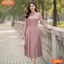 Đầm thiết kế BEMINE cổ trụ có dây nơ tay dài dáng chữ A phù hợp đi làm-B302