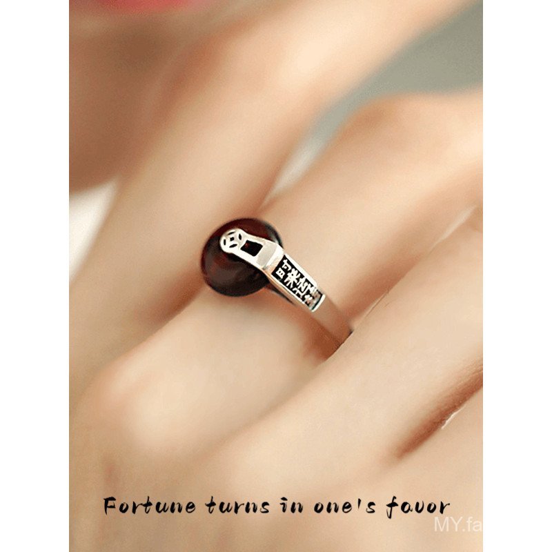 Nhẫn nữ retro charm hợp kim, thiết kế an toàn với khóa amber đồng xu, phong cách cao cấp đơn giản
