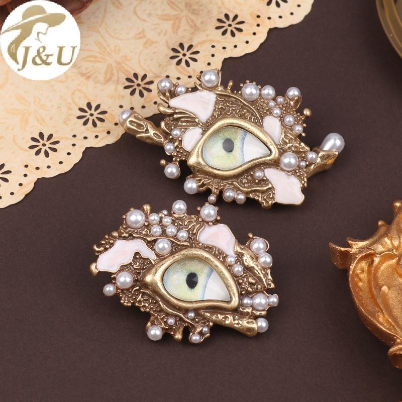 JU Fritillaria Kẻ Sọc Bông Tai Ngọc Trai Mắt Lớn Thanh Lịch Vintage Nữ Trang Sức Retro Quà Tặng Cho Sự Kiện Đính Hôn VN