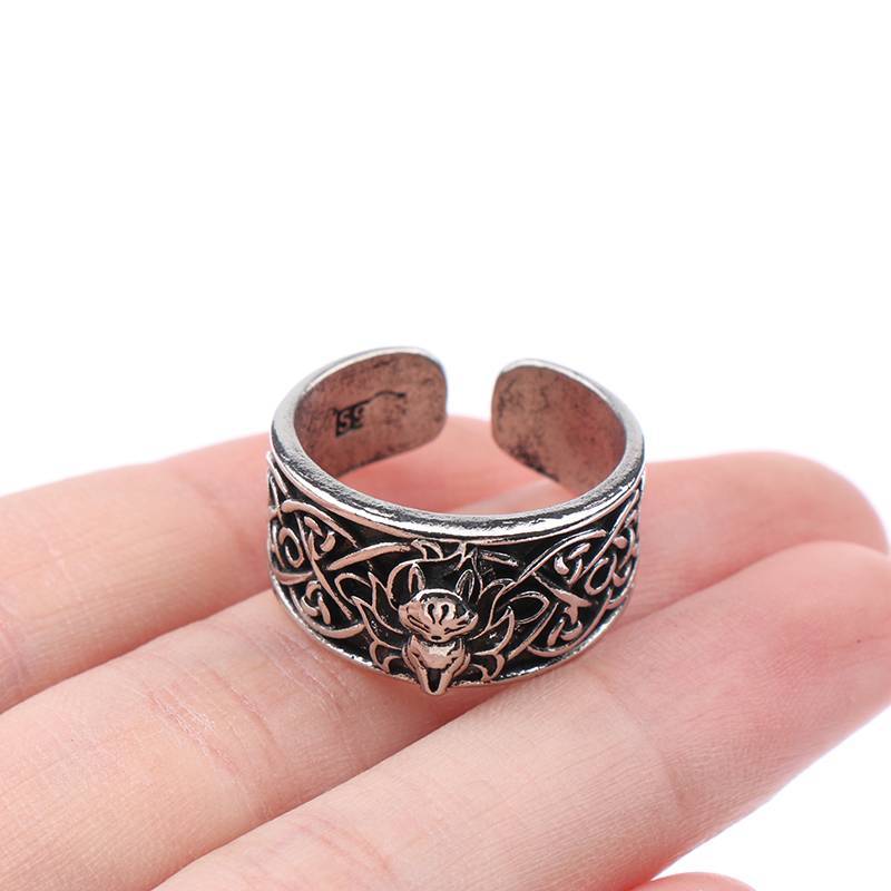 Springevenstar Vintage Chín Đuôi Cáo Nhẫn Dành Cho Nữ Hợp Thời Trang Nhẫn Trang Sức Quà Tặng Có Thể Điều Chỉnh Springevenstar