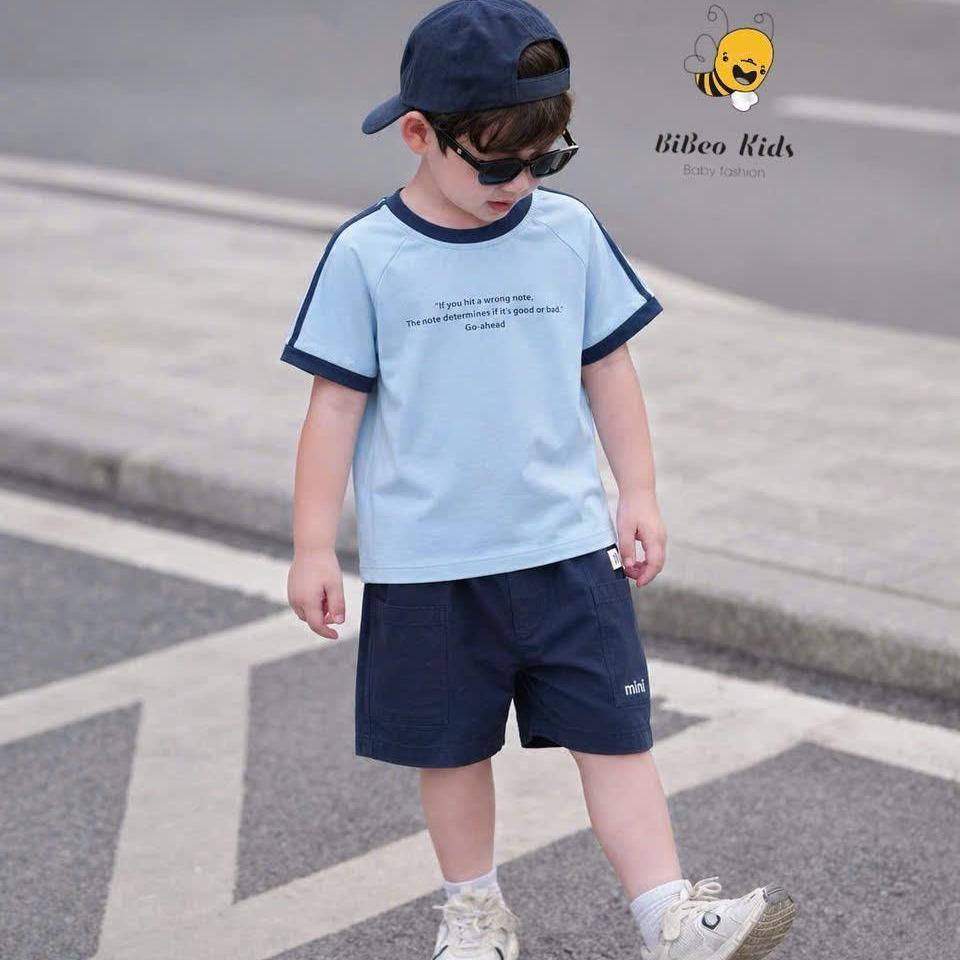[BiBeo Kids]Bộ quần áo cộc tay RAGLANG MINI quần KAKI áo chất COTTON 4 chiều siêu co giãn