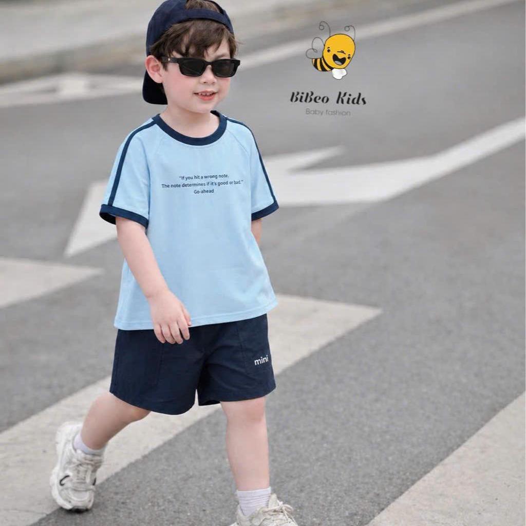 [BiBeo Kids]Bộ quần áo cộc tay RAGLANG MINI quần KAKI áo chất COTTON 4 chiều siêu co giãn