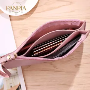 PNPIA- Bao Da PU Nữ Đựng Thẻ Ví Dài Dung Tích Lớn Mỏng Màu Trơn Tổ Chức Cho Du Lịch Essentials