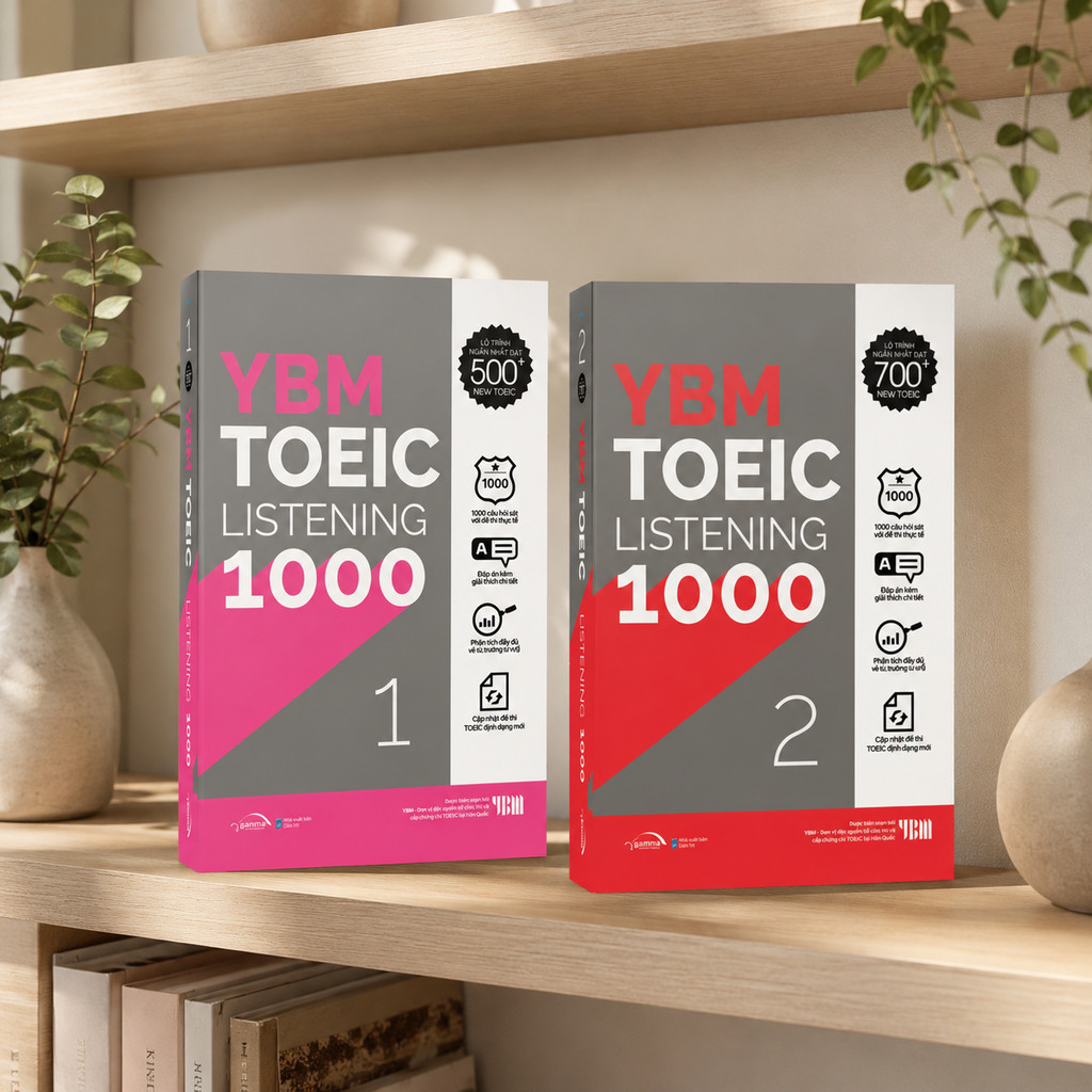 Sách - Lẻ/Combo: YBM TOEIC Listening 1000 Vol 1 + 2– 10 Đề Thi Sát Format TOEIC Mới (Gamma Books)