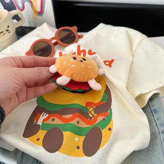 Trẻ Em Ba Chiều Burger Doll Áo Thun Tay Ngắn Bé Trai Mùa Hè Thoải Mái Thoáng Khí Rời Hoạt Hình Top Bé Gái Dễ Thương Thời Trang Đáy Áo Sơ Mi
