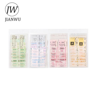 JIANWU Hành Trình Ngọt Ngào Series Vintage Bill Nhãn Tem Phong Cảnh aerial Cắt Dán Thêu Sò Nhãn Dán Sáng Tạo Tạp Chí MStationery