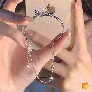 Vòng tay dây chuyền thiết kế hình con bướm hai lớp sel Vòng tay mở có thể điều chỉnh Dây chuyền con bướm tỏa sáng Tính khí Vòng tay phù hợp Trang sức cho phụ nữ Phụ kiện trang sức