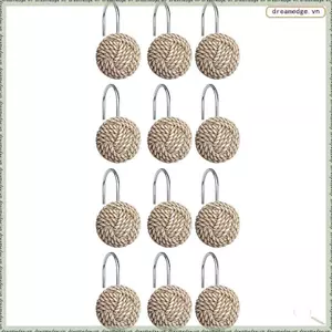 Móc treo rèm tắm phong cách Boho Thiết kế nút thắt, Bộ nhẫn trang trí nhà 12 chiếc cho phòng tắm, móc treo rèm